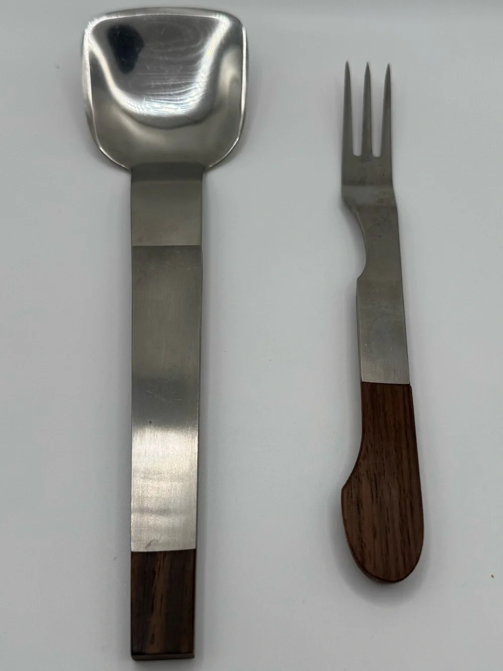 Vintage Japan Stainless Steel Rosewood Ice Cream Scoop Spade Pickle Fork Set MCM